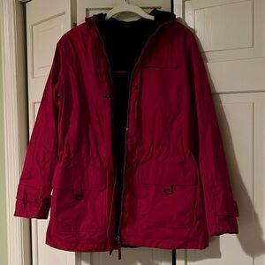 women’s reversible, jacket, rain coat-one side, soft